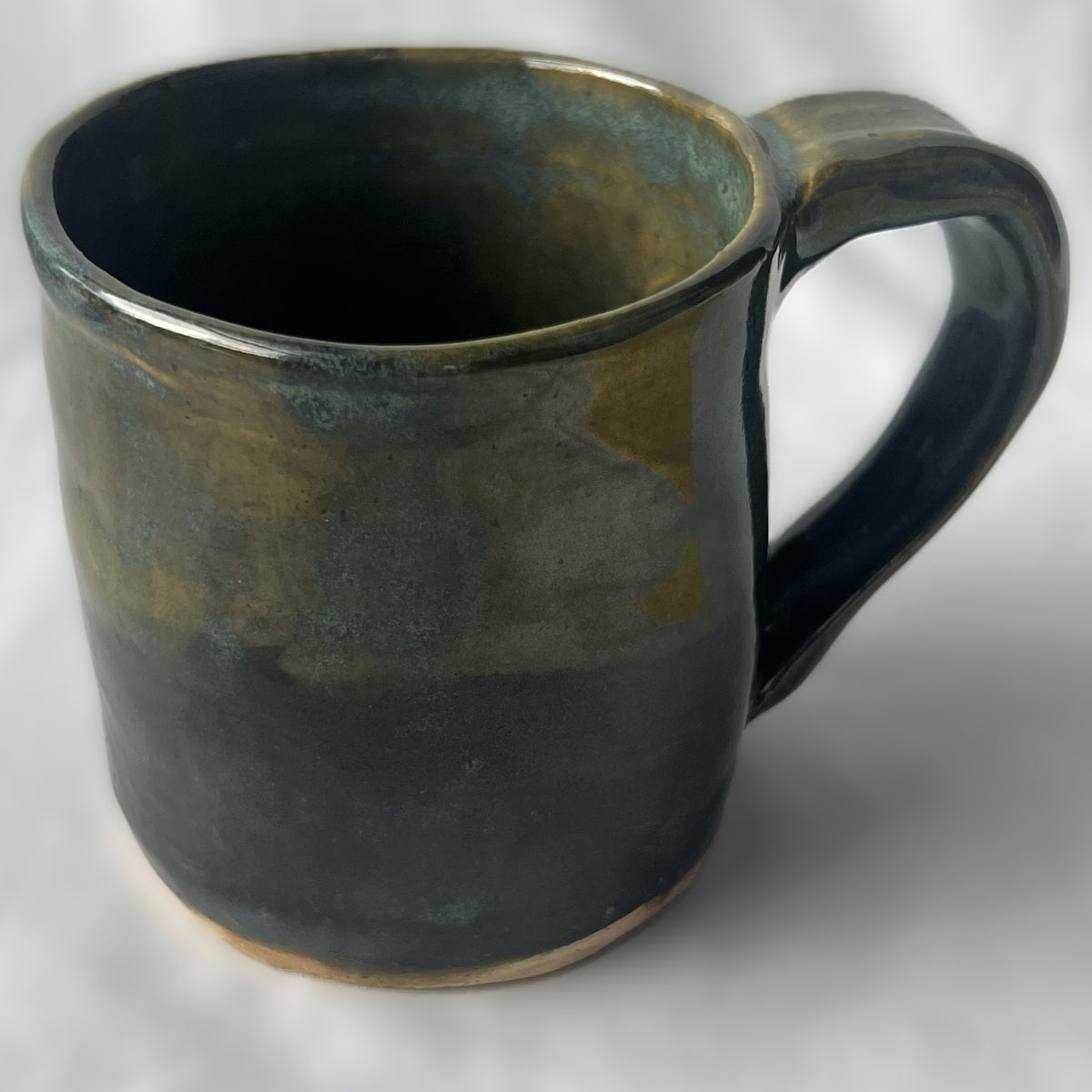 Ceramic Mug with half Green glaze and half blue glaze