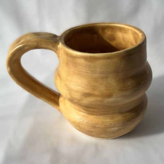 Matte Yellow Glaze on a wavy handmade mug