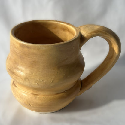 Matte Yellow Glaze on a wavy handmade mug