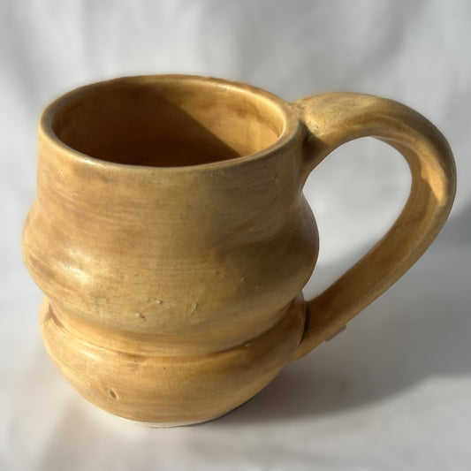Matte Yellow Glaze on a wavy handmade mug