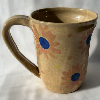 Smooth Glaze on Ceramic Mug with Pink flowers painted on