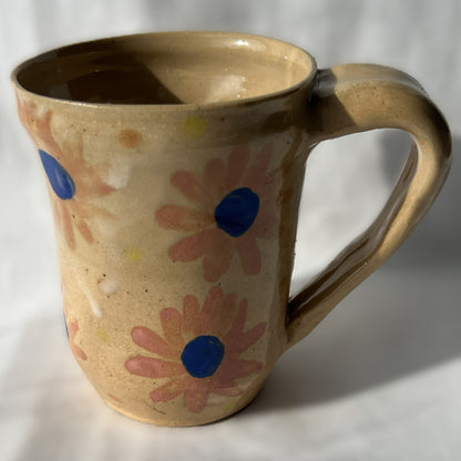 Smooth Glaze on Ceramic Mug with Pink flowers painted on