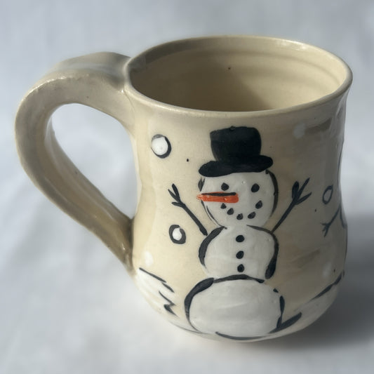 White Ceramic Mug with a Snowman design