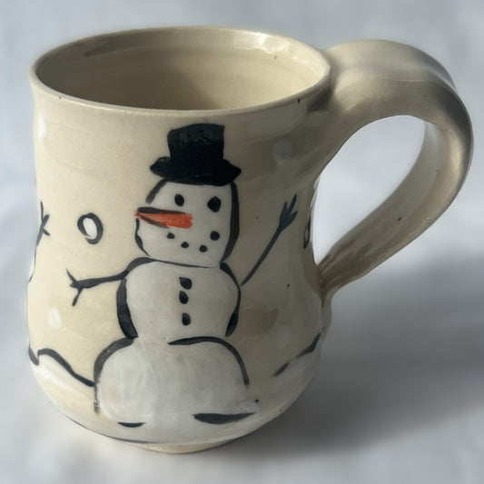White Ceramic Mug with a Snowman design