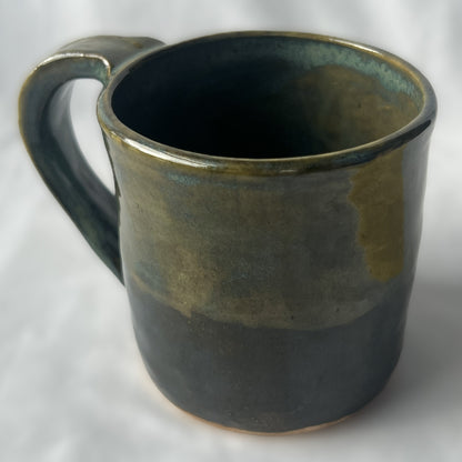 Ceramic Mug with half Green glaze and half blue glaze 