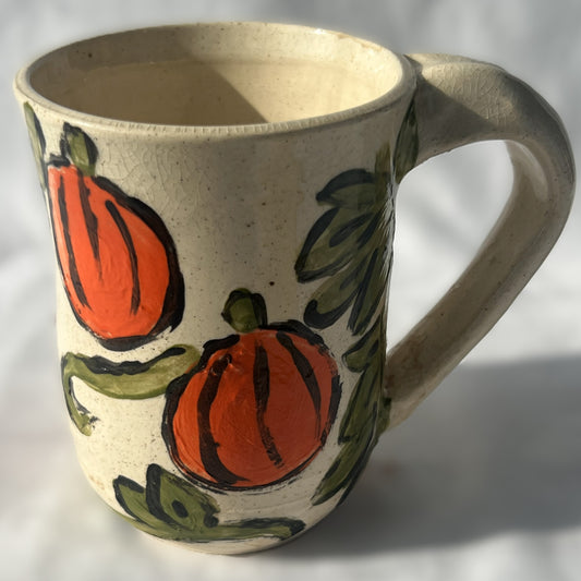 White Ceramic Mug with a Pumpkin Design